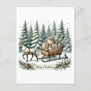 Cartes Pour Fêtes Annuelles Festif Joyeux Noël Pays traîneau à rennes