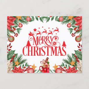 Cartes Pour Fêtes Annuelles Festif Joyeux Poinsettia de Noël, Ornements