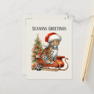 Cartes Pour Fêtes Annuelles Festif léopard de Noël ajouter un message