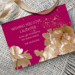 Cartes Pour Fêtes Annuelles Festif Moderne Fuschia Or Poussière Florale Noël
