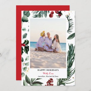 Cartes Pour Fêtes Annuelles Festif Pine verte Bough Berry Joyeux Noël