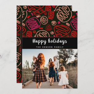 Cartes Pour Fêtes Annuelles Festif Red One line art Noël Famille Photo