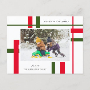 Cartes Pour Fêtes Annuelles Festif rouge et vert Plaid Photo vacances personna