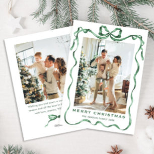 Cartes Pour Fêtes Annuelles Festif Sage vert Noël Bow Ribbon 2 Photo
