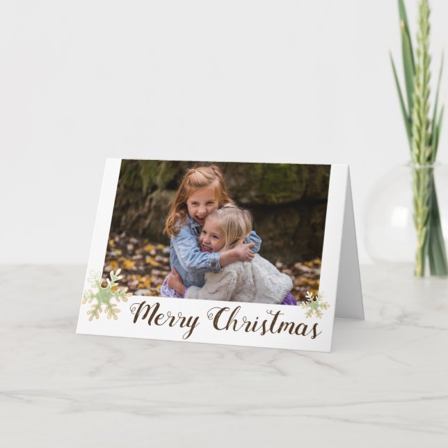 Cartes Pour Fêtes Annuelles Festif Snowflakes Joyeux Noël Photo de vacances (Devant)