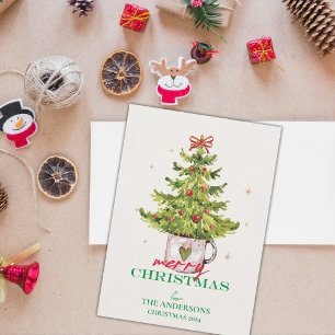 Cartes Pour Fêtes Annuelles Festif Un Joli Arbre De Noël Vert En Pot
