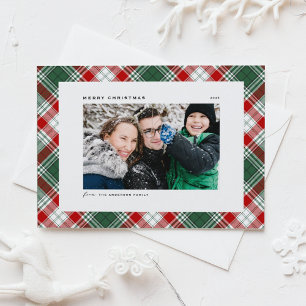 Cartes Pour Fêtes Annuelles Festif Vert Plaid Motif Joyeux Noël Photo
