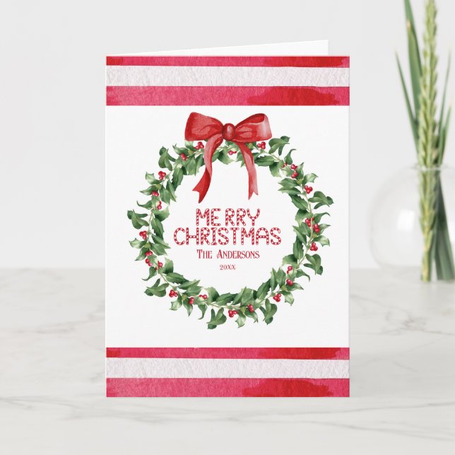 Cartes Pour Fêtes Annuelles Festif Wreath Red Boq Coquette Festive Noël (Devant)