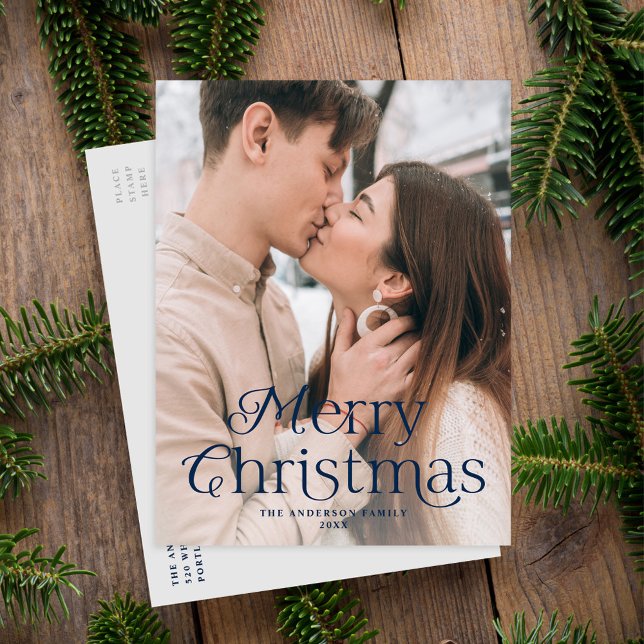 Cartes Pour Fêtes Annuelles Festin Elegance Marine Joyeux Noël Photo (Créateur téléchargé)