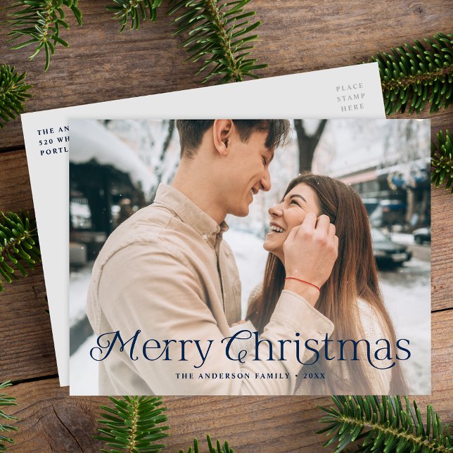 Cartes Pour Fêtes Annuelles Festin Elegance Marine Joyeux Noël Photo (Créateur téléchargé)