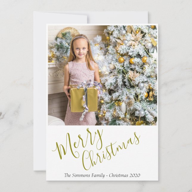 Cartes Pour Fêtes Annuelles Festin Elegant Gold Script Joyeux Noël Photo (Devant)