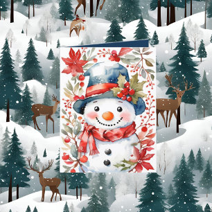 Cartes Pour Fêtes Annuelles Festin Noël ajouter texte snowman aquarelle