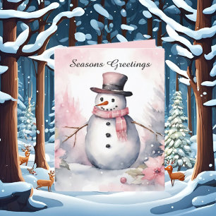 Cartes Pour Fêtes Annuelles Festin Noël ajouter texte snowman aquarelle