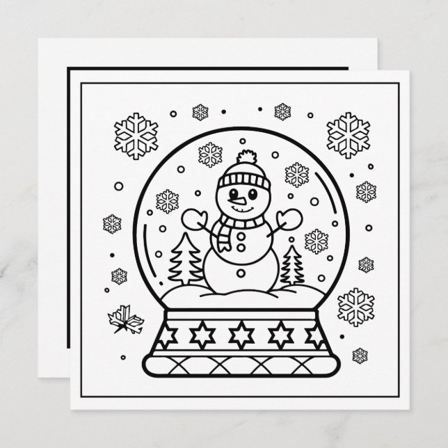 Cartes Pour Fêtes Annuelles Festin Noël coloriage neige neiger (Devant / Derrière)
