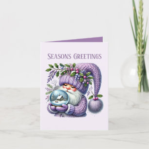 Cartes Pour Fêtes Annuelles Festin Noël enneigé globe gnome ajouter le message