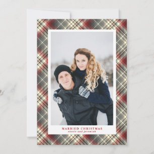 Cartes Pour Fêtes Annuelles Festin Tartan rouge Gris gris Marié Noël Photo