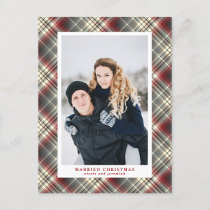 Cartes Pour Fêtes Annuelles Festin Tartan rouge Gris gris Marié Noël Photo