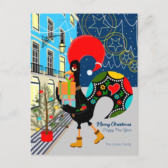 Cartes Pour Fêtes Annuelles Festivals de Noël avec le coq portugais (Devant)