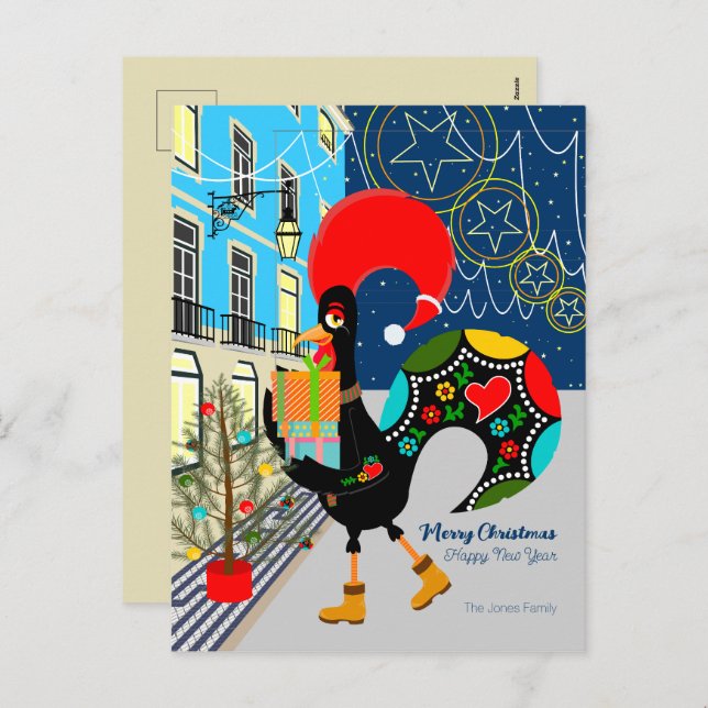 Cartes Pour Fêtes Annuelles Festivals de Noël avec le coq portugais (Devant / Derrière)