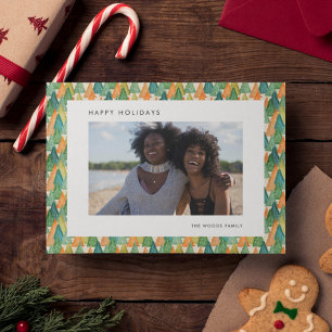 Cartes Pour Fêtes Annuelles Festive Arbres de Noël Motif Photo Happy