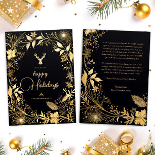 Cartes Pour Fêtes Annuelles Festive Black Gold Elegant Company Noël