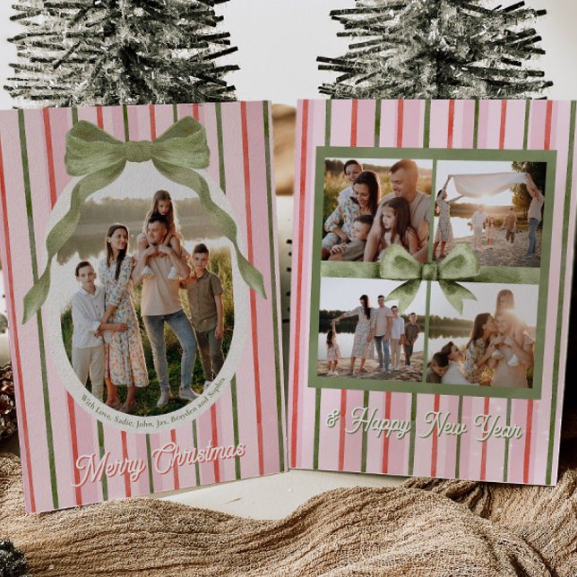 Cartes Pour Fêtes Annuelles Festive Bow Photo Christmas Cards (Créateur téléchargé)