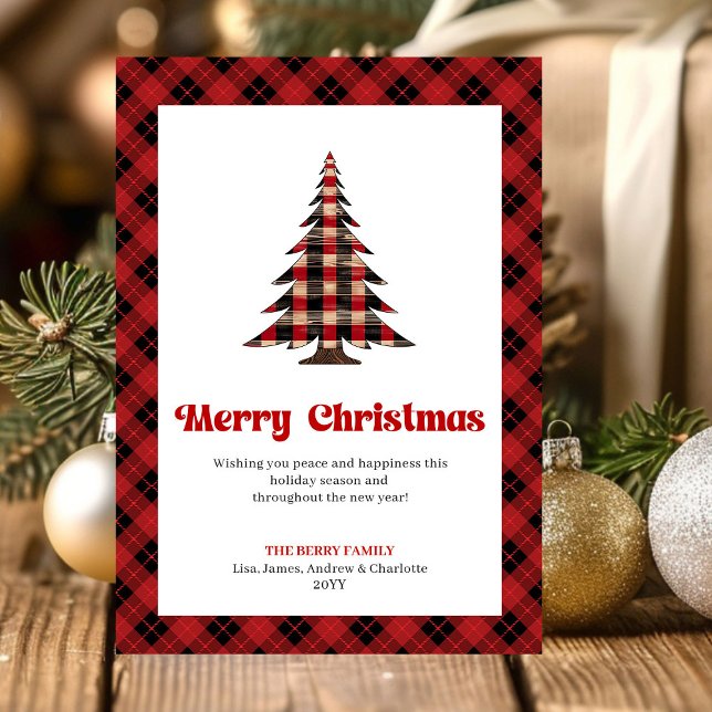 Cartes Pour Fêtes Annuelles Festive Buffalo Check Christmas Greeting Design (Festive Buffalo Check Christmas Greeting Design)