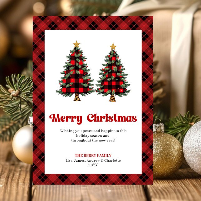 Cartes Pour Fêtes Annuelles Festive Buffalo Plaid Christmas Tree Greeting (Festive Buffalo Plaid Christmas Tree Greeting)