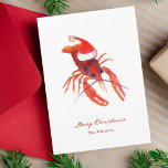 Cartes Pour Fêtes Annuelles Festive Cajun Photo de Noël<br><div class="desc">L'aquarelle festive de Noël illustration d'une langouste portant un chapeau de santa rouge.</div>