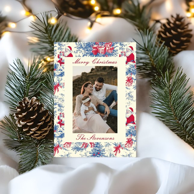 Cartes Pour Fêtes Annuelles Festive Chinoiserie Toile De Jouy Photo Christmas (Créateur téléchargé)