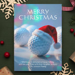 Cartes Pour Fêtes Annuelles Festive Christmas Golf Ball avec Santa Hat Photo<br><div class="desc">Jolie carte de voeux de vacances avec des balles de golf, une avec un chapeau de Santa, sur un arrière - plan holographique. Souhaitez à vos amis et à votre famille les vacances les plus chaudes avec une touche de votre sport préféré - le golf. ❊ ❊ Facilement personnalisé. Toutefois,...</div>