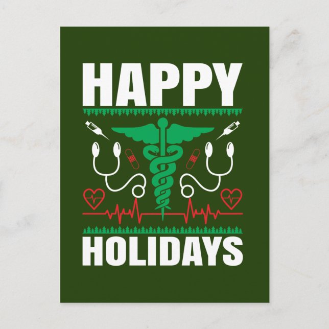 Cartes Pour Fêtes Annuelles Festive Christmas Happy Holidays Nurse (Devant)