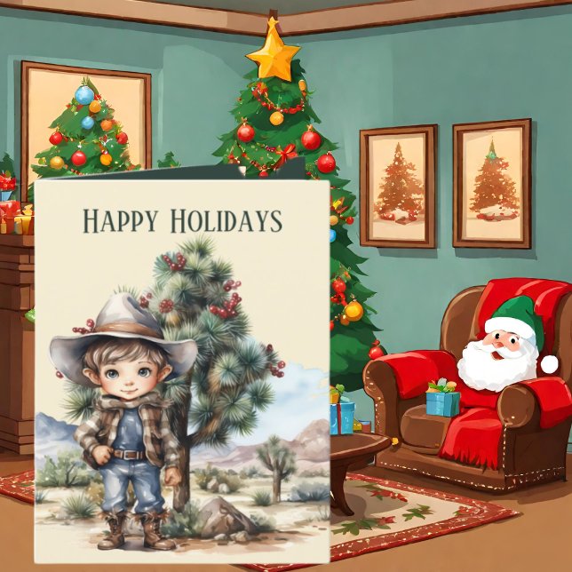 Cartes Pour Fêtes Annuelles Festive Christmas Western Cowboy ajouter un texte (Créateur téléchargé)
