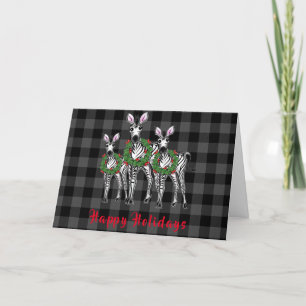 Cartes Pour Fêtes Annuelles Festive Christmas Zebras, red green cruath