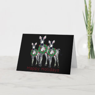 Cartes Pour Fêtes Annuelles Festive Christmas Zebras, red green cruath