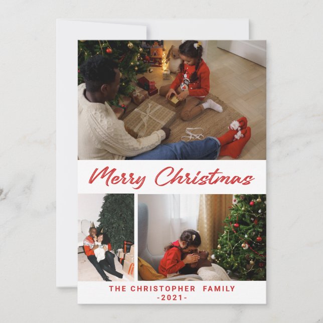 Cartes Pour Fêtes Annuelles Festive Confetti Joyeux Noël 3 Photo Collage H (Devant)