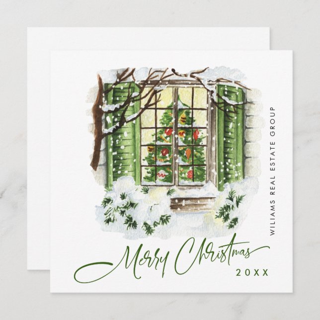 Cartes Pour Fêtes Annuelles Festive Country House Christmas Corporate Greeting (Devant / Derrière)