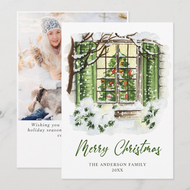 Cartes Pour Fêtes Annuelles Festive Country House Maison de Noël Salutation (Devant / Derrière)