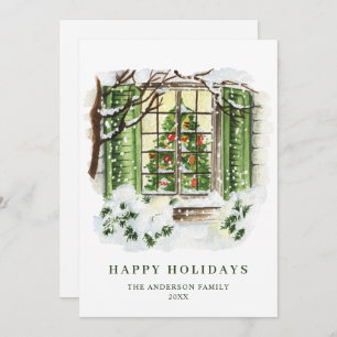 Cartes Pour Fêtes Annuelles Festive Country House Maison de Noël Salutation