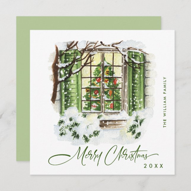 Cartes Pour Fêtes Annuelles Festive Country House Maison de Noël Salutation (Devant / Derrière)