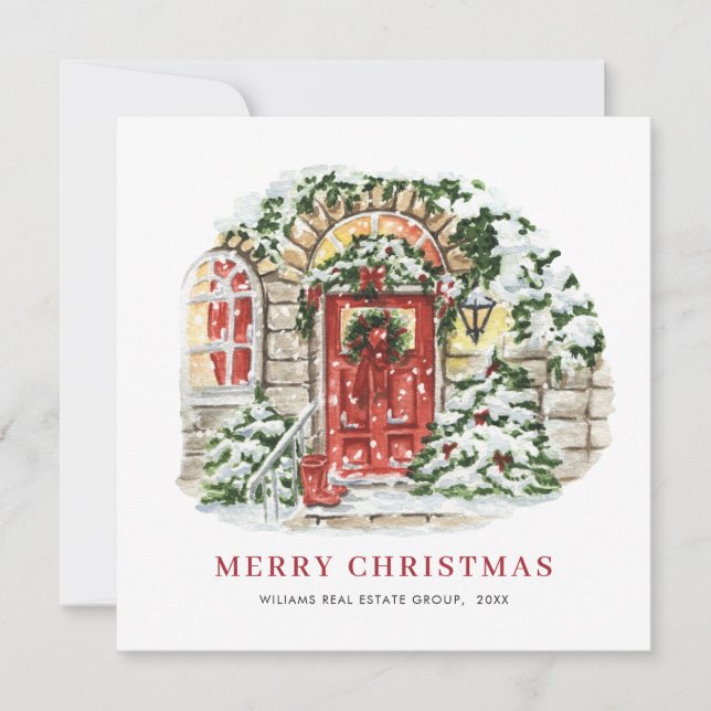 Cartes Pour Fêtes Annuelles Festive Country House Noël Accueil d'entreprise (Devant)