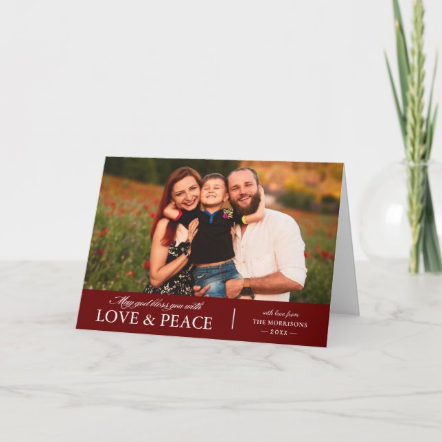 Cartes Pour Fêtes Annuelles Festive de Noël Red Love and Peace Photo (Devant)