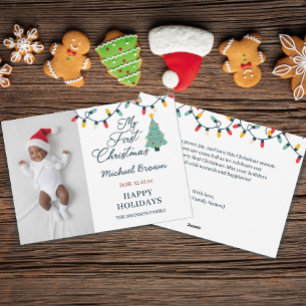 Cartes Pour Fêtes Annuelles Festive de photo personnalisée de Noël du bébé