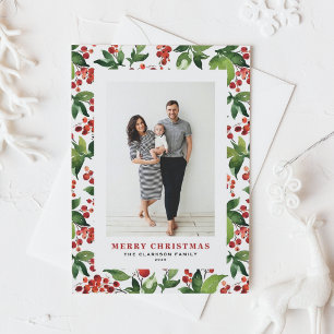 Cartes Pour Fêtes Annuelles Festive de verdure et de fraise Photo Noël