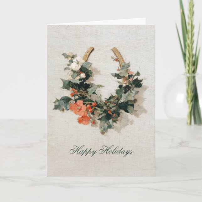 Cartes Pour Fêtes Annuelles Festive Equestrian Business Photo Noël (Devant)