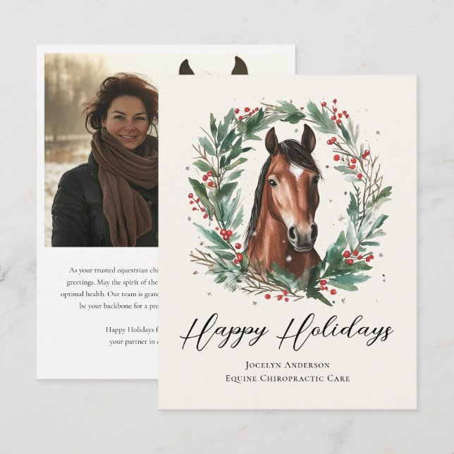 Cartes Pour Fêtes Annuelles Festive Equestrio Entreprise photo (Devant / Derrière)