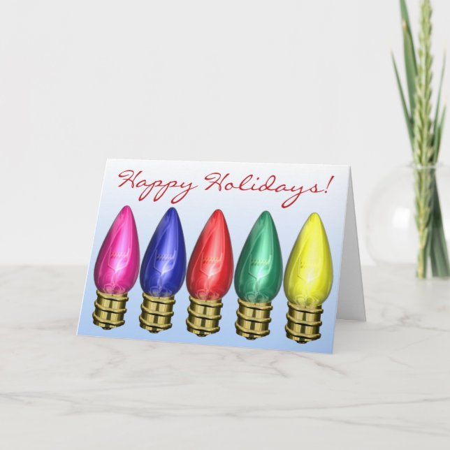 Cartes Pour Fêtes Annuelles Festive Fêtes ampoules Noël (Devant)