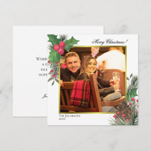 Cartes Pour Fêtes Annuelles Festive Foliage d'hiver Holly Berries & Pine Photo
