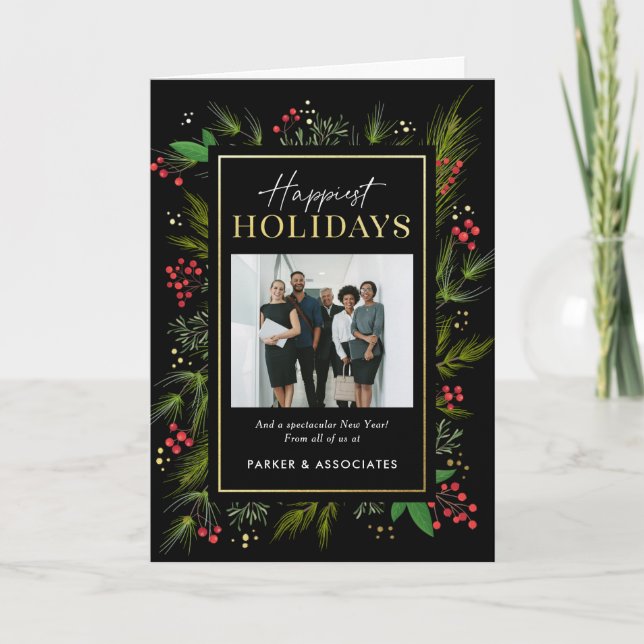 Cartes Pour Fêtes Annuelles Festive Frame Business Holiday Photo Greeting Card (Devant)