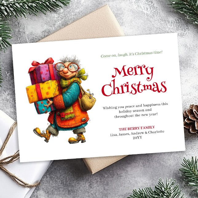 Cartes Pour Fêtes Annuelles Festive Fun Woman Custom Printable Xmas Greeting (Festive Fun Woman Custom Printable Xmas Greeting)